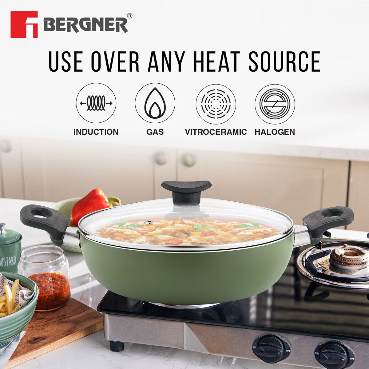 Dahlia 3-Layer Non-Stick Coating 3 Pcs Cookware Set - Induction Bottom