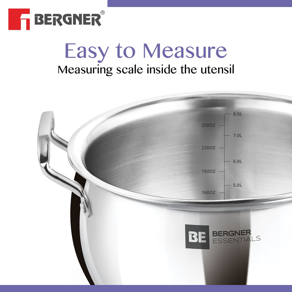 BE Essentials TriPly Stainless Steel Rice Handi 28cm (8.5L) - Induction Bottom