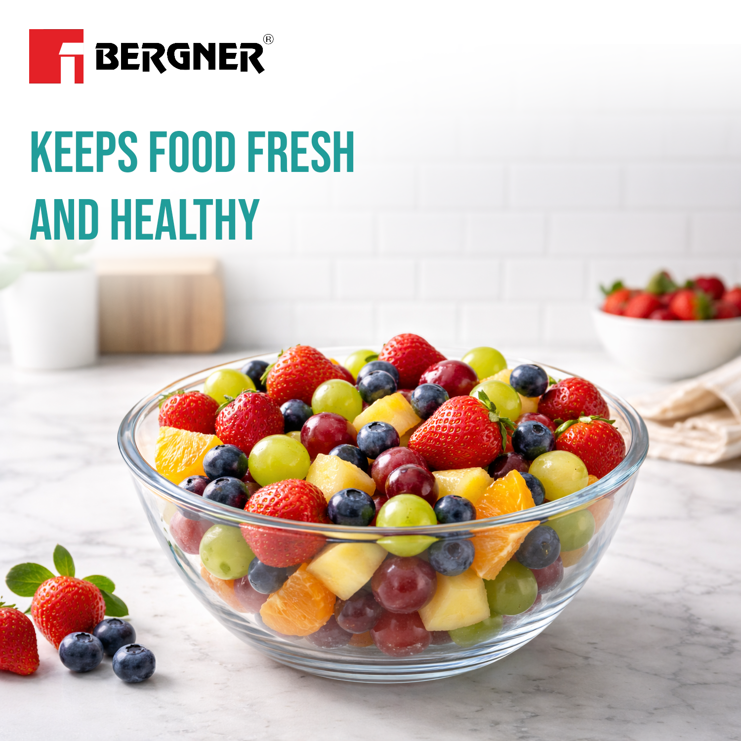 Ambiento Borosilicate Glass Salad Bowl Set 2pcs - 1L & 1.6L