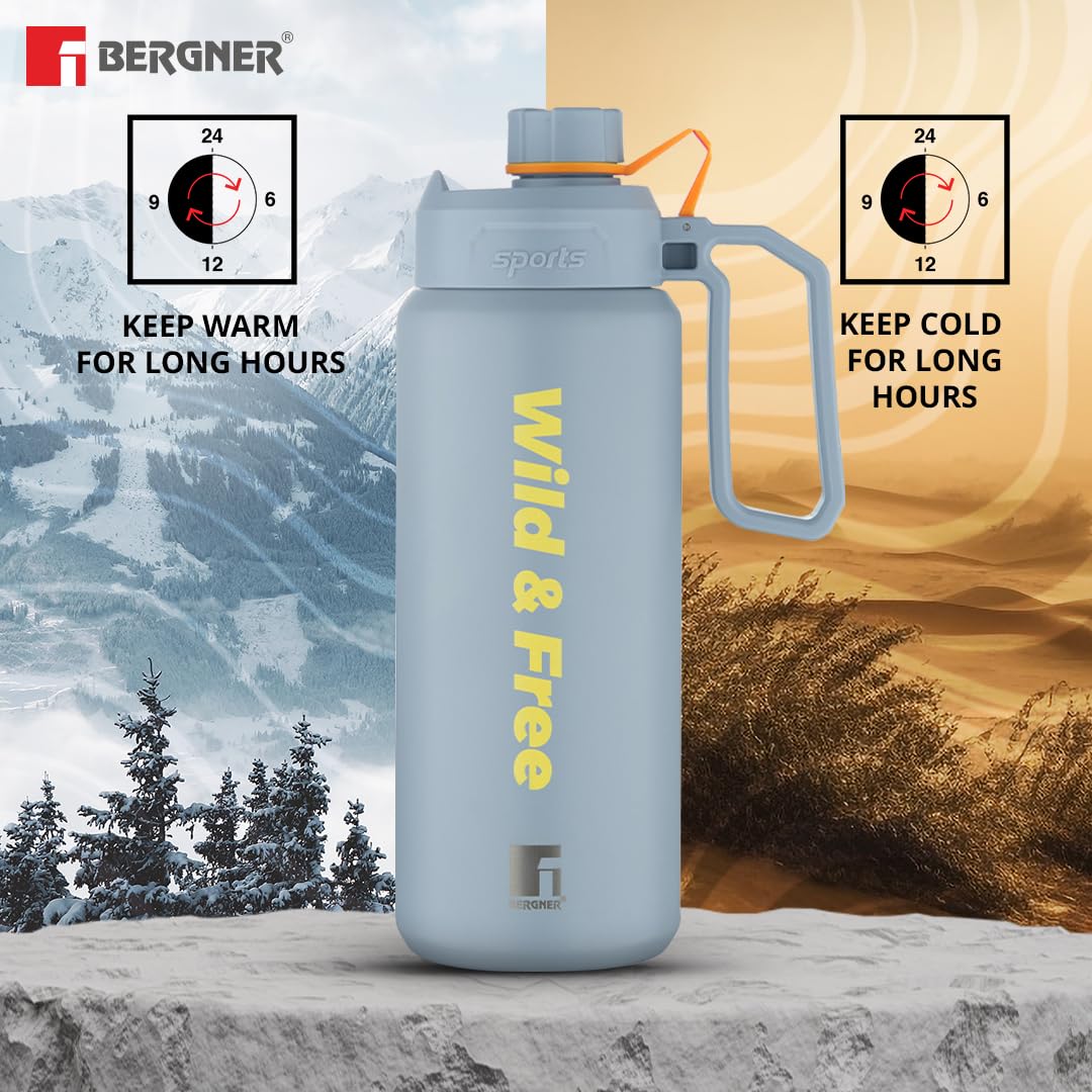 Walking Pathfinder Thermosteel Hot and Cold Bottle, 1000 ml Flask - Grey