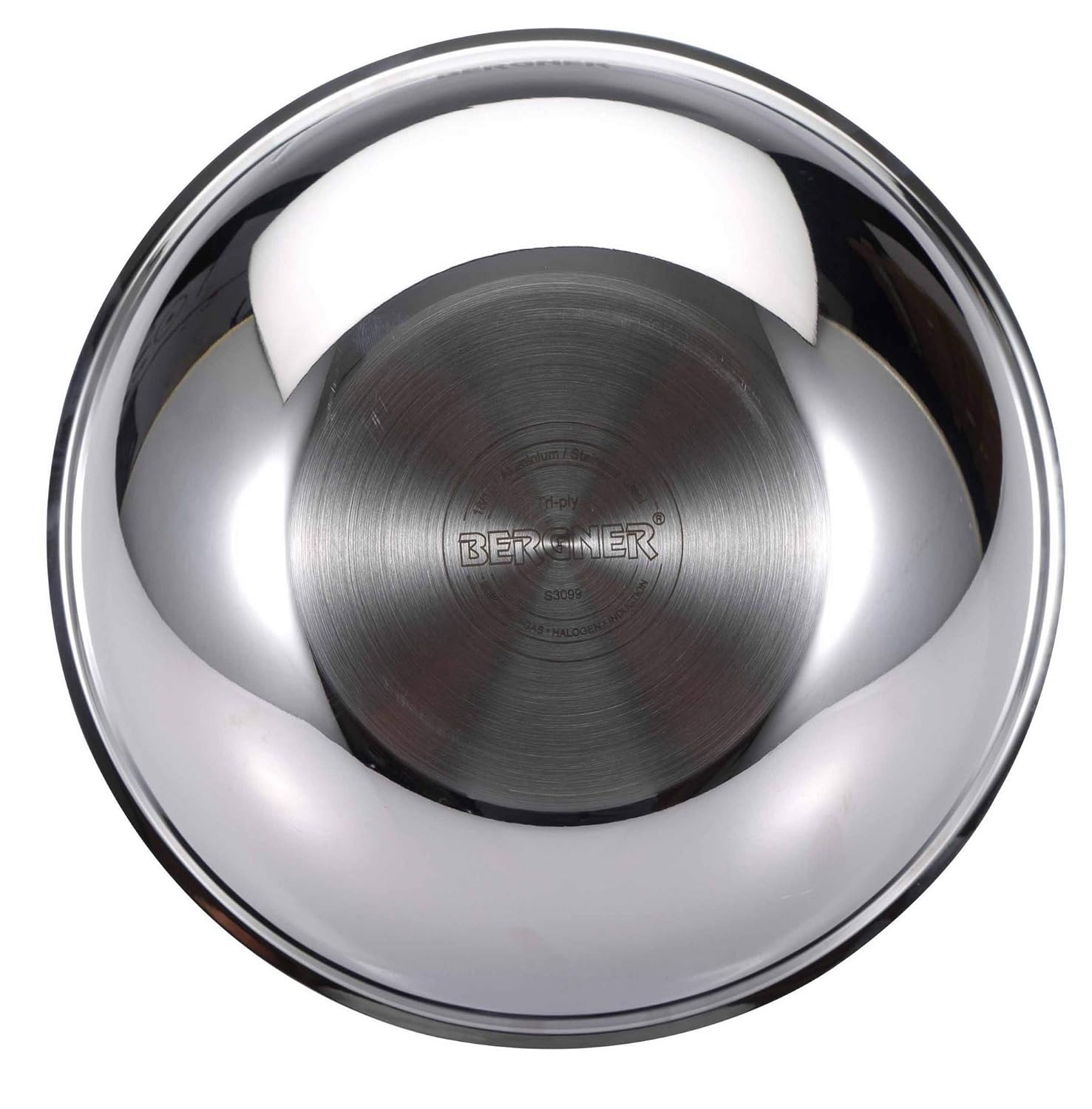 Bergner Argent 26cm (3.6L) TriPly Stainless Steel Tasra with Stainless Steel Lid - Induction Bottom