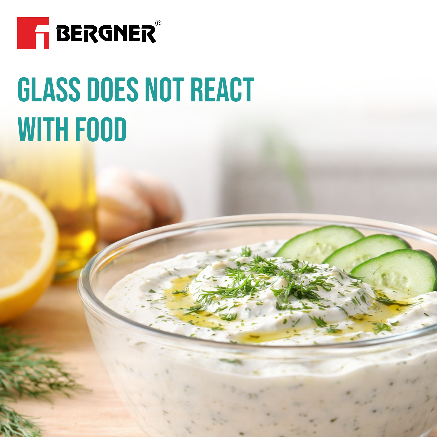 Ambiento Borosilicate Glass Salad Bowl Set 2pcs - 1L & 1.6L