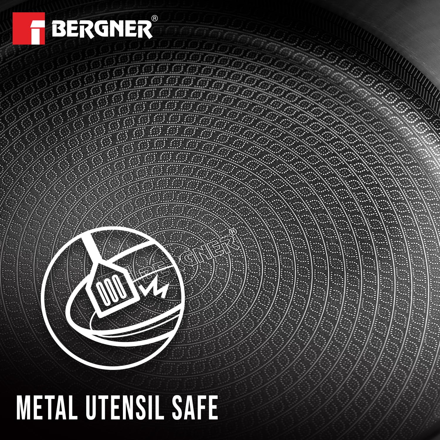 Bergner Hi-Tech TriPly Stainless Steel Non-Stick Serving Pan with Glass Lid Induction Bottom