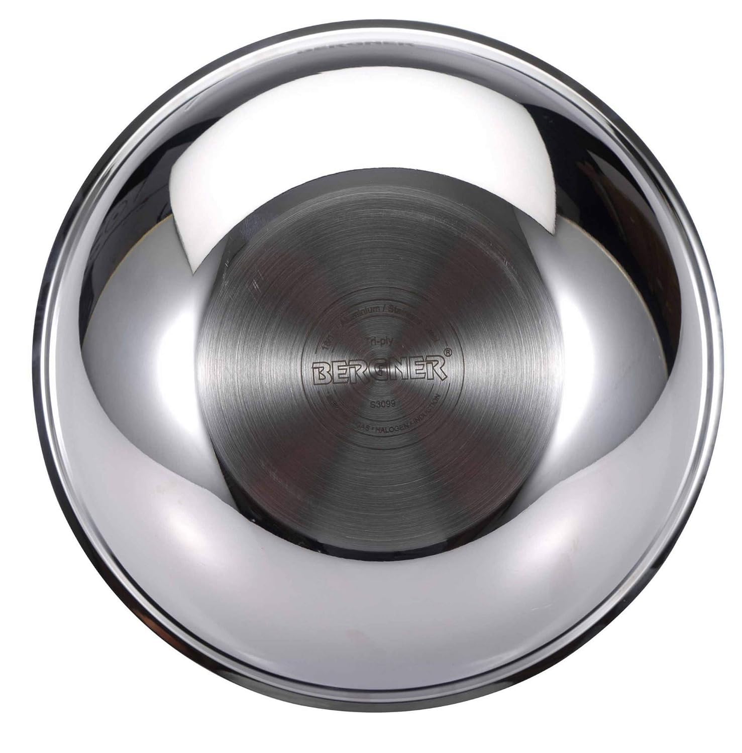 Bergner Argent TriPly Stainless Steel 3 Pcs Tasra Set with Free Pakkad - Full Induction