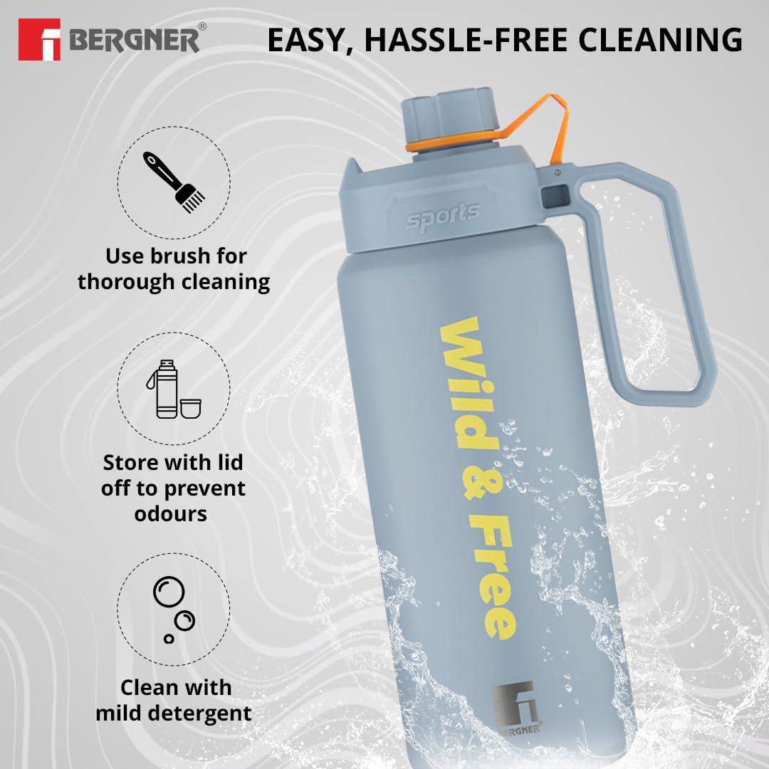 Walking Pathfinder Thermosteel Hot and Cold Bottle, 1000 ml Flask - Grey