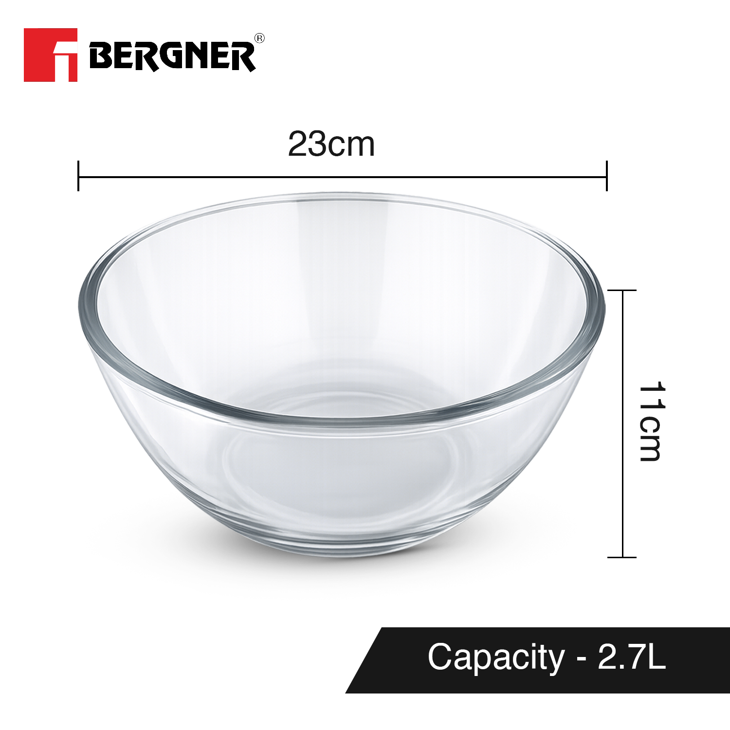 Ambiento Borosilicate Glass Salad Bowl 2.7L