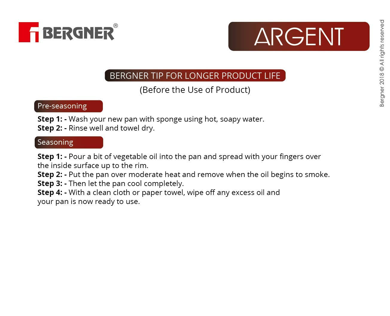 Bergner Argent TriPly Stainless Steel 3 Pcs Tasra Set with Free Pakkad - Full Induction