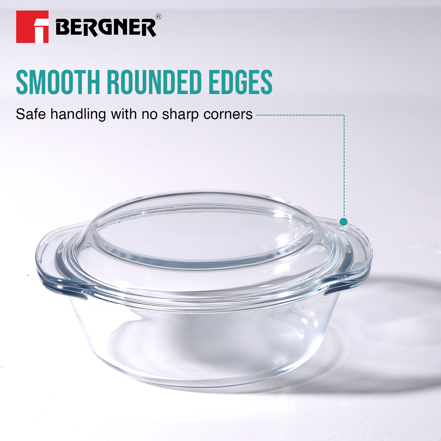 Ambiento Borosilicate Glass Casserole With Lid 1L