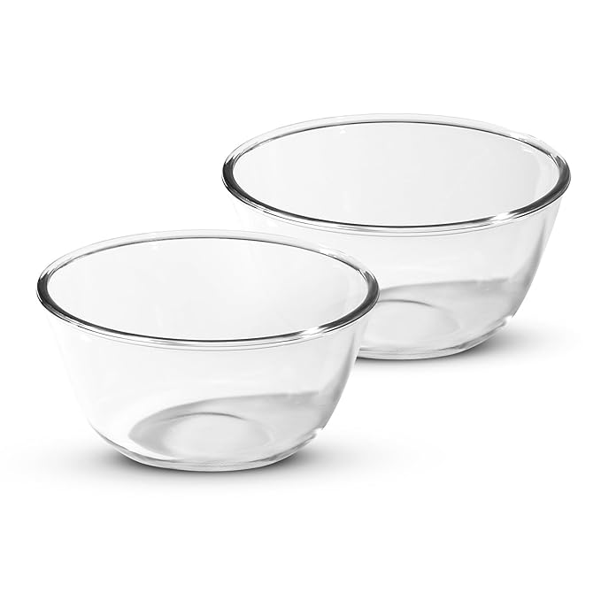 Ambiento Borosilicate Glass Salad Bowl Set 2pcs - 1L & 1.6L