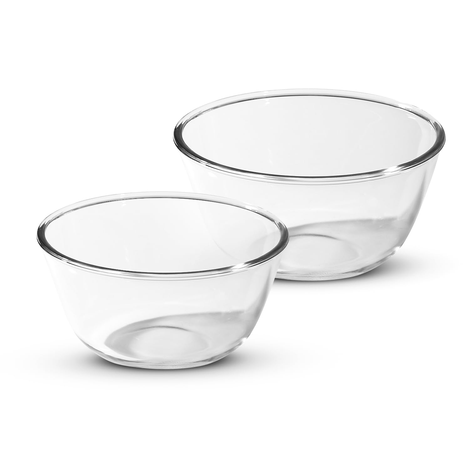 Ambiento Borosilicate Glass Salad Bowl Set 2pcs - 1.3L & 2.5L