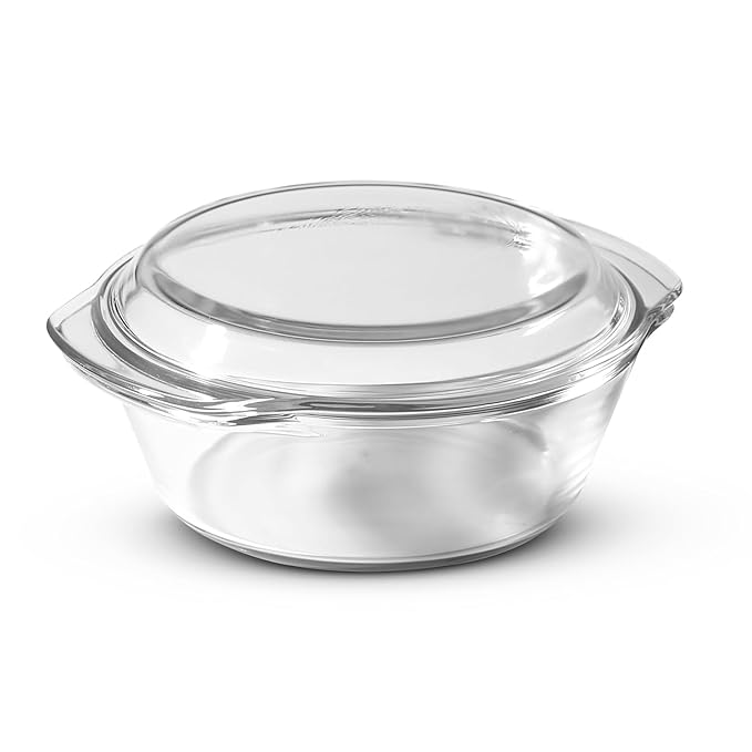 Ambiento Borosilicate Glass Casserole With Lid 1L