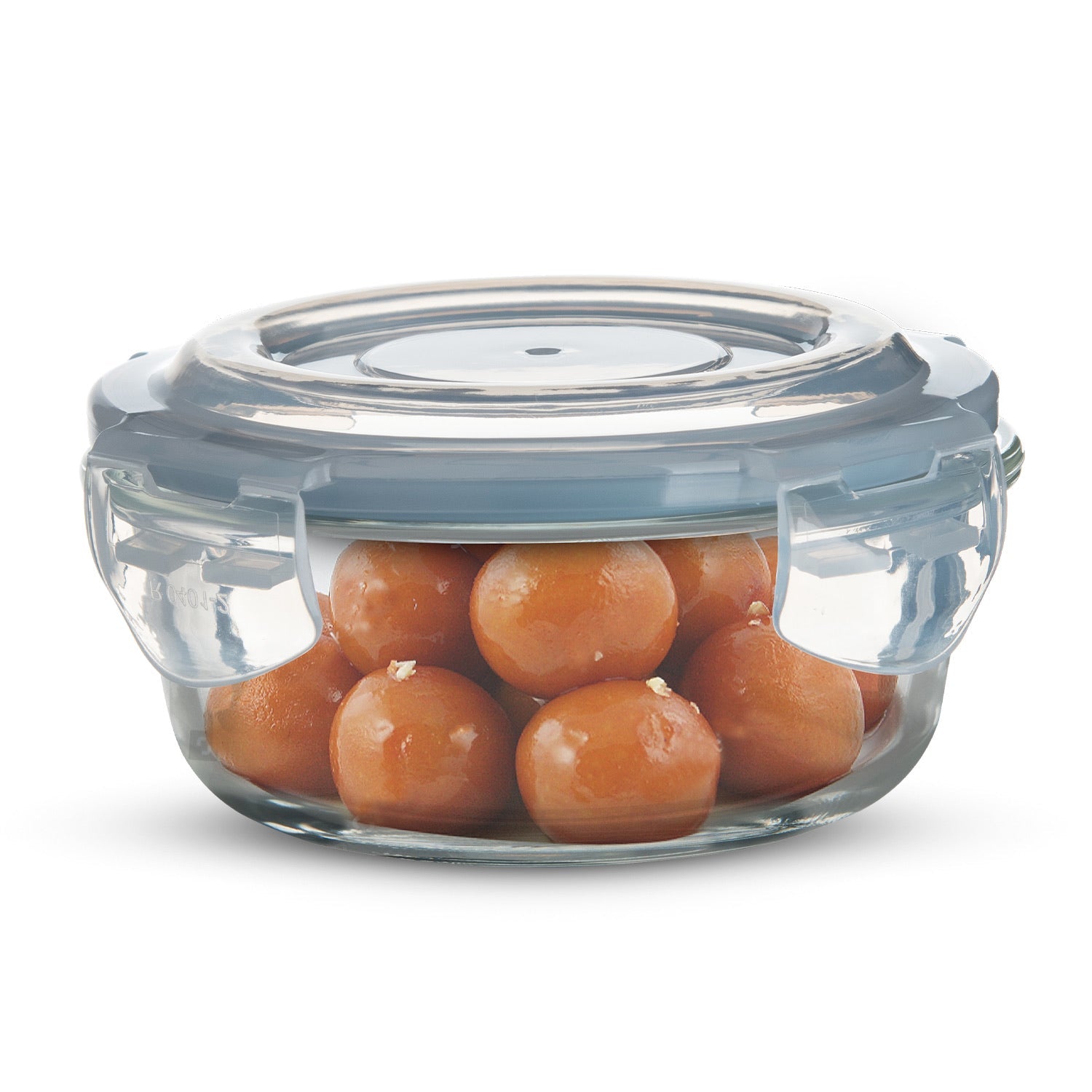 Borosilicate Glass Side Lock Storage Round Container - 400ml