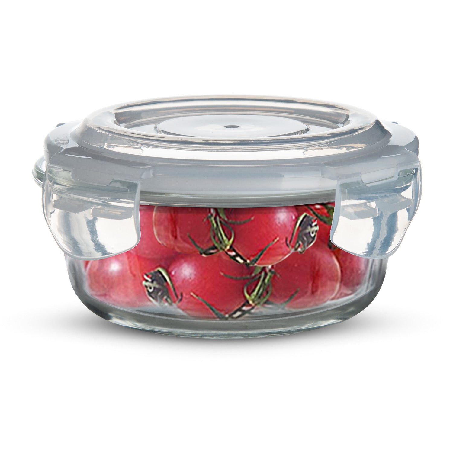 Borosilicate Glass Side Lock Storage Round Container - 400ml