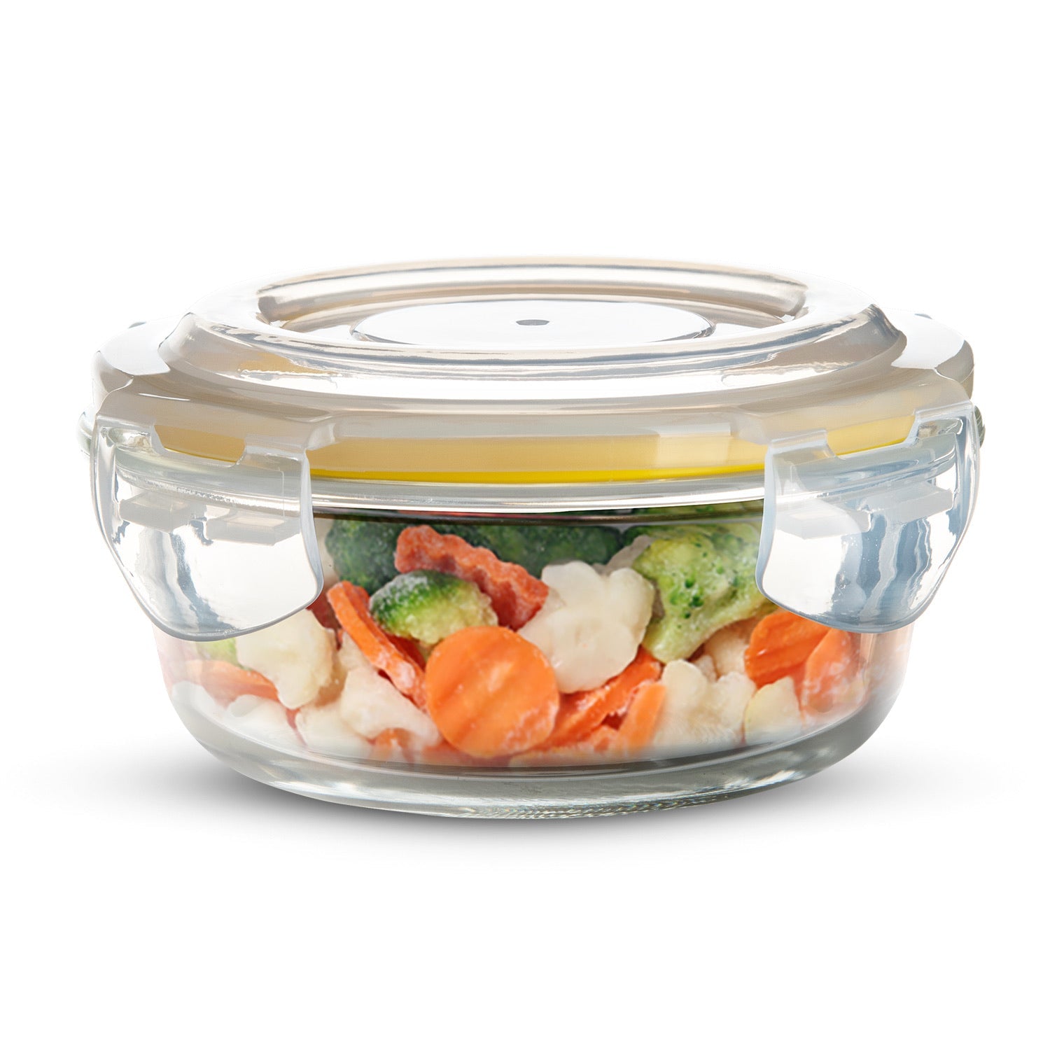 Borosilicate Glass Side Lock Storage Round Container - 400ml