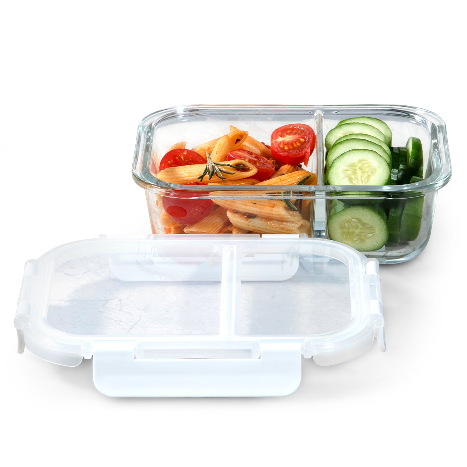 Borosilicate Glass Food Container/Lunch Box 580ml with two Compartment