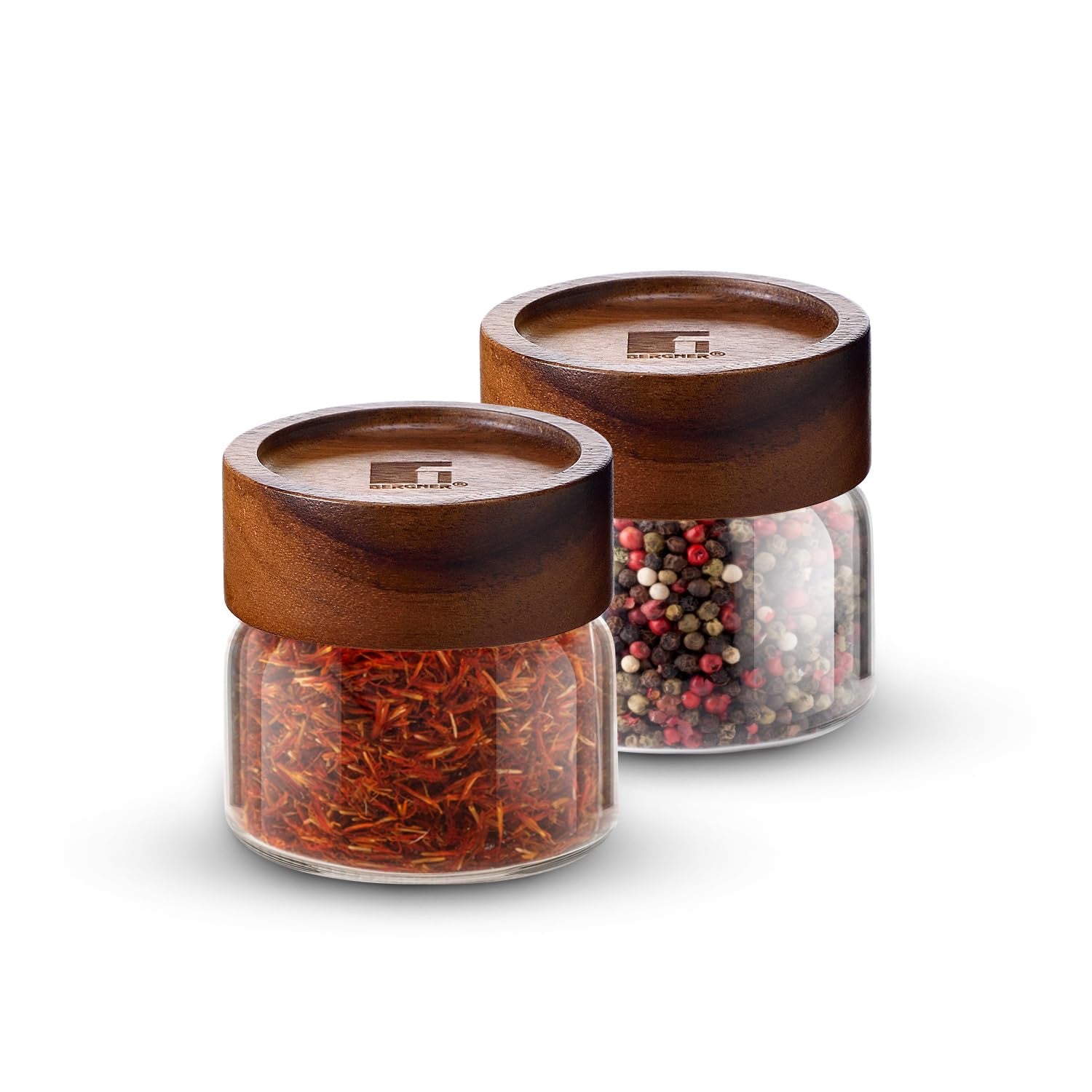 Acadia Borosilicate Glass Jar with Solid Wood Lid, Airtight Multipurpose Container for Kitchen