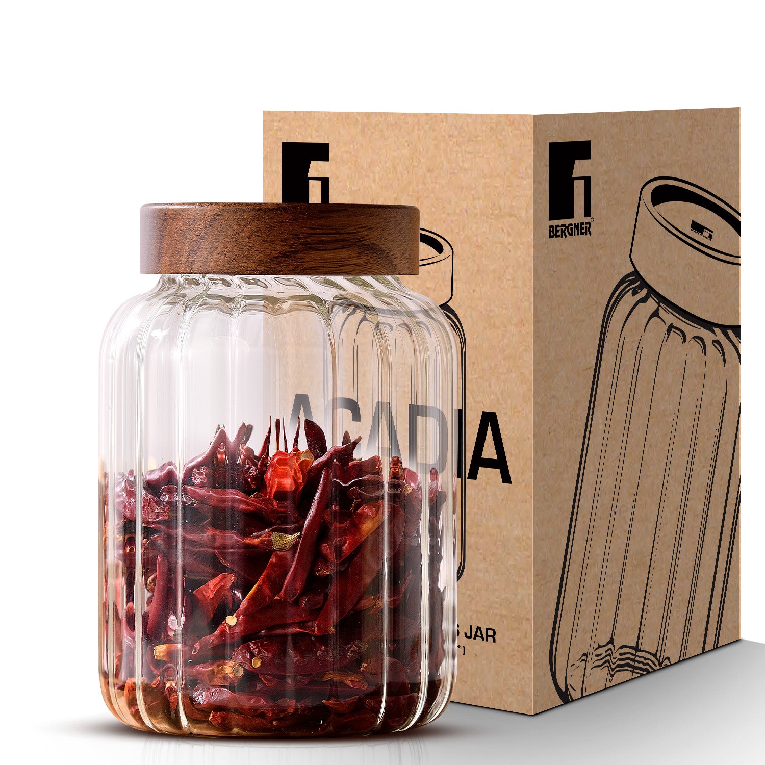 Acadia Borosiliate Stripe Design Glass Jar (1930ml)