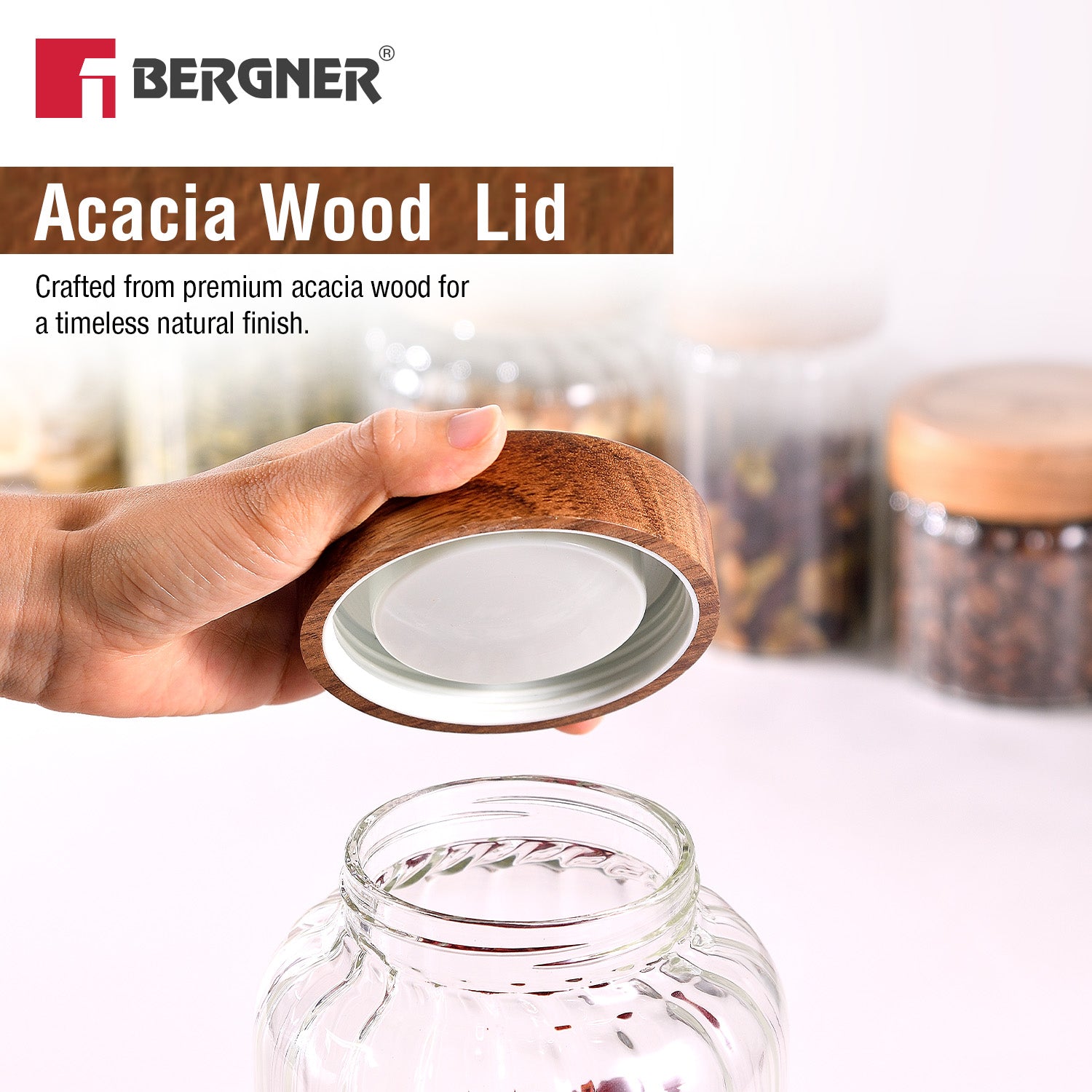 Acadia Borosiliate Stripe Design Glass Jar (1300ml)