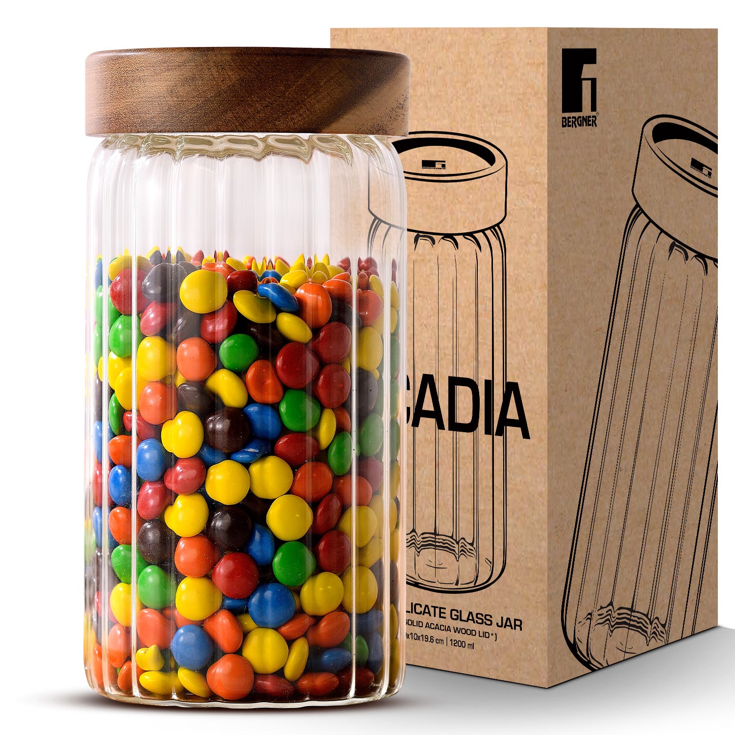 Acadia Borosiliate Stripe Design Glass Jar (1250ml)