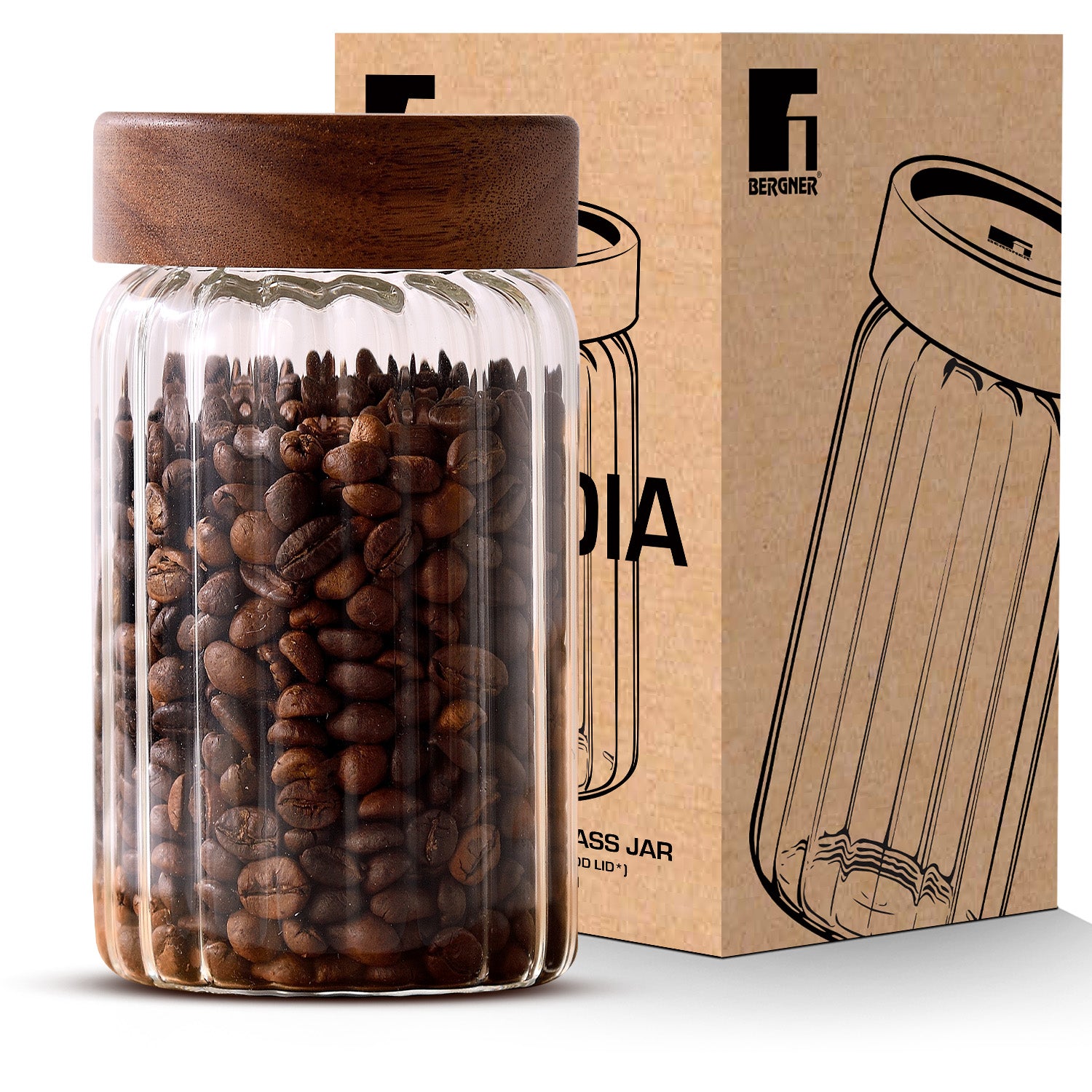 Acadia Borosiliate Stripe Design Glass Jar (550ml)
