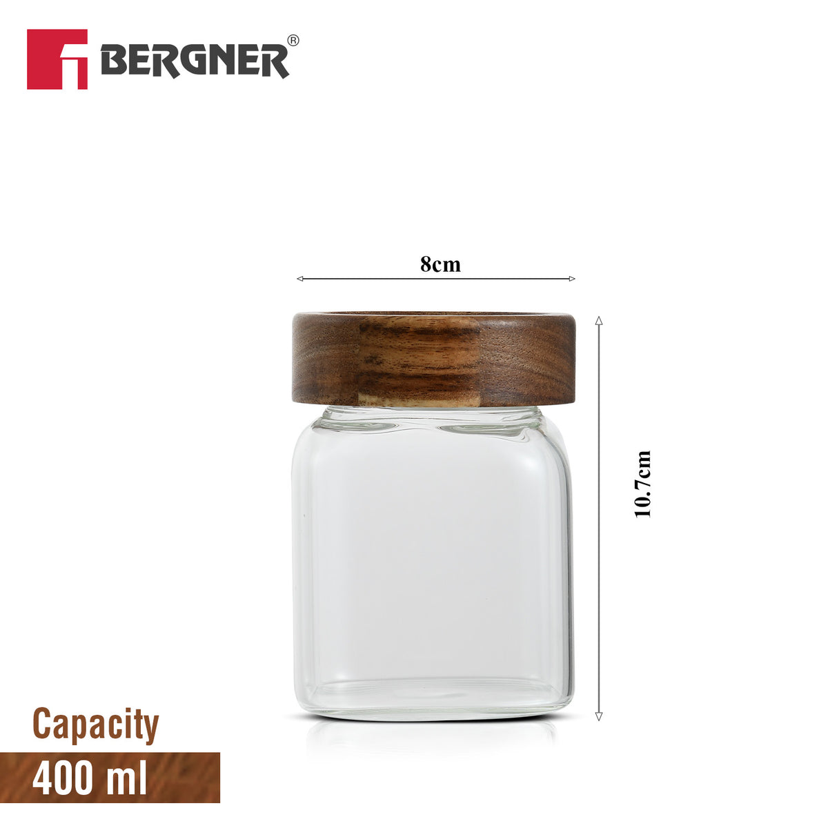 Acadia 3Pcs (400 ml each) Square Borosilicate Glass Jar with Lid
