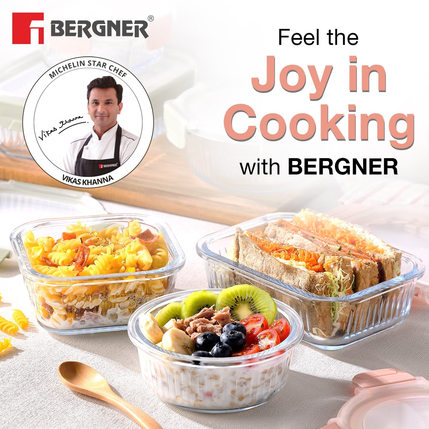 Smart Lock Borosilicate Glass Food Container, Air-Tight, Microwave and Oven Safe