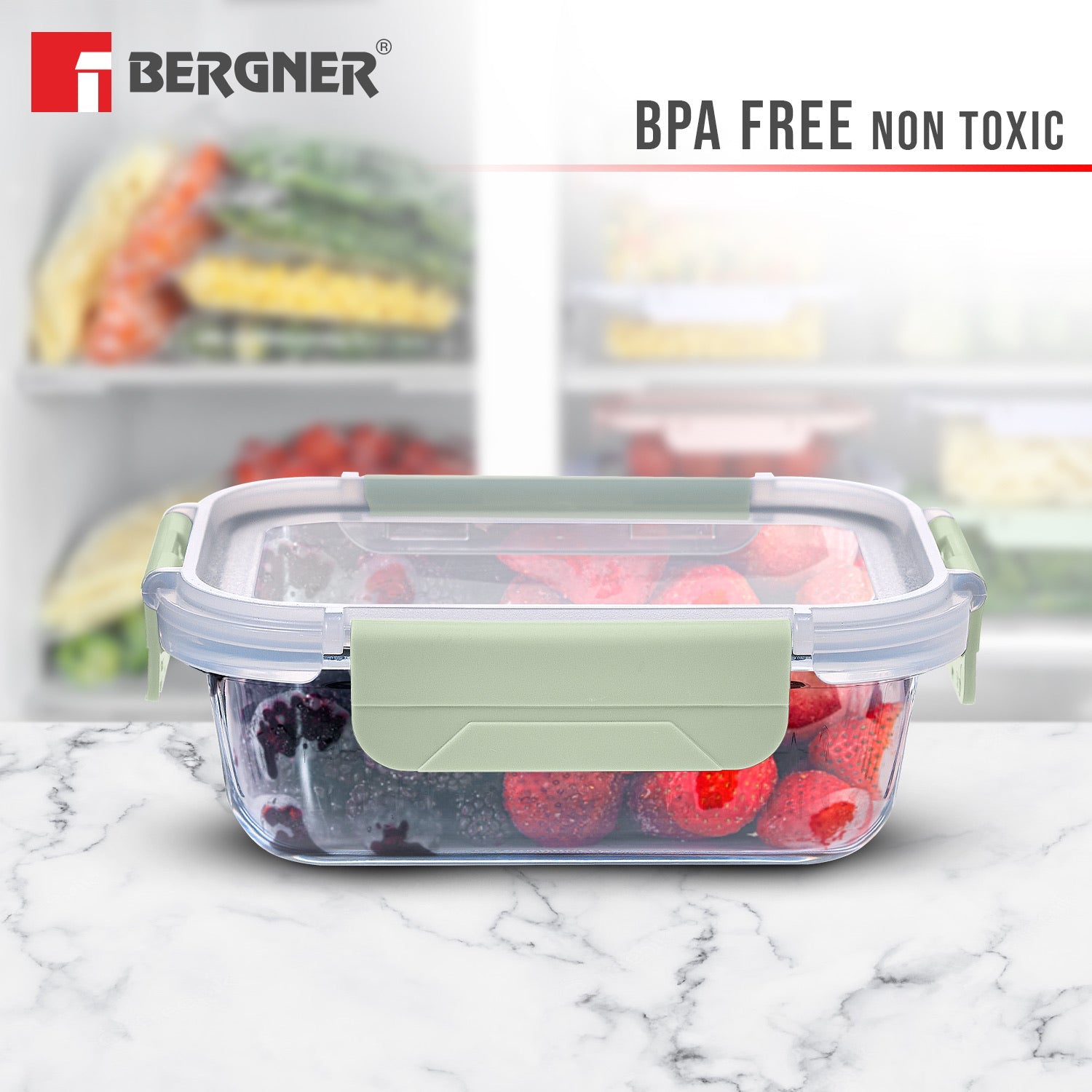 Smart Lock Borosilicate Glass Food Container, Air-Tight, Microwave and Oven Safe