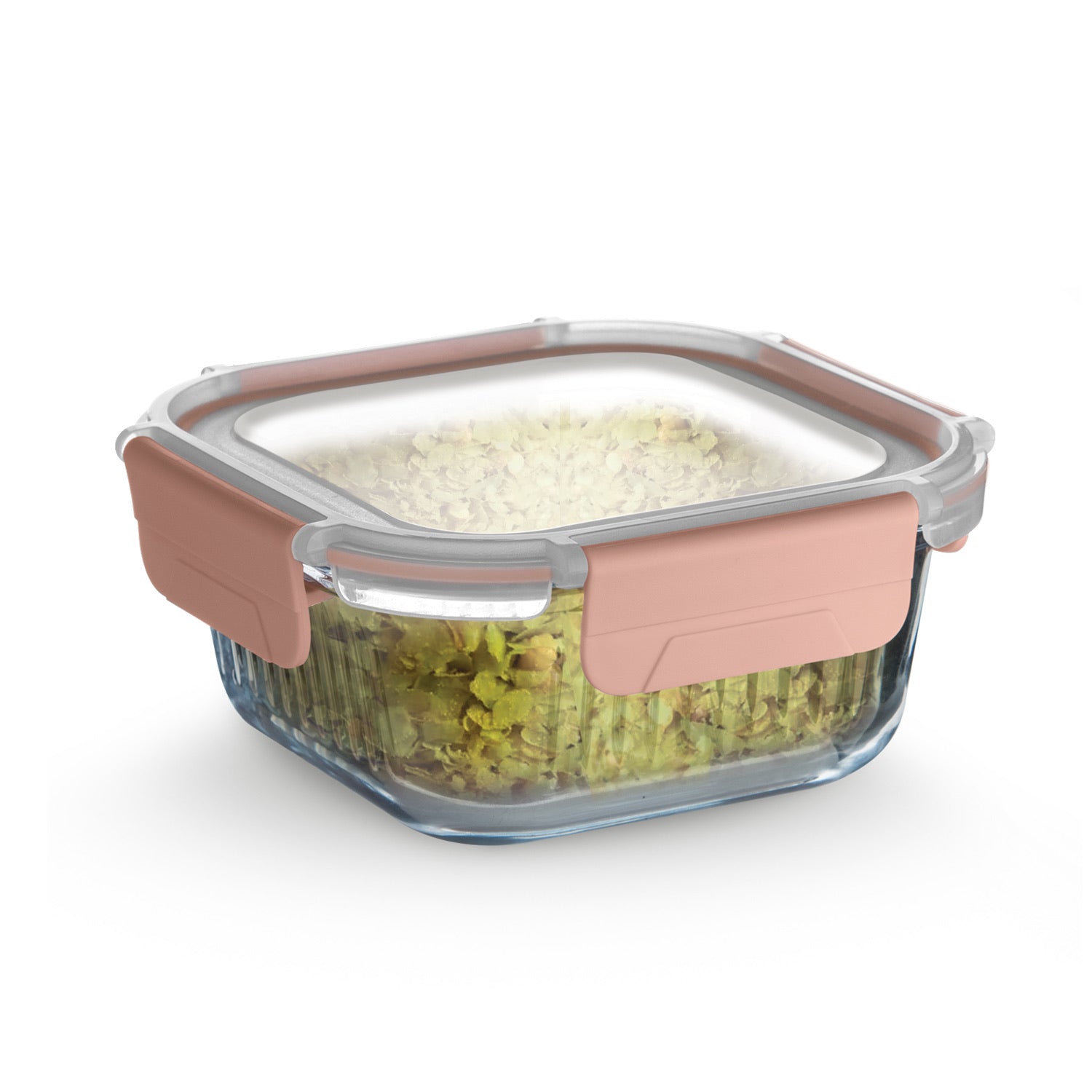 Bergner Smart Lock Borosilicate Glass Food Container, Air-Tight Lid with Locking Tab, Microwave and Oven Safe, Dishwasher Safe
