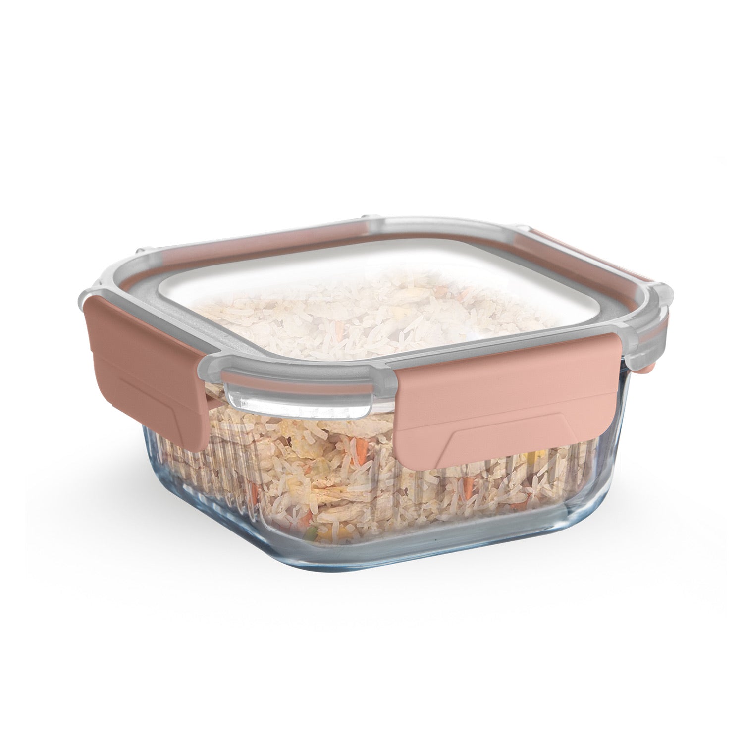 Bergner Smart Lock Borosilicate Glass Food Container, Air-Tight Lid with Locking Tab, Microwave and Oven Safe, Dishwasher Safe