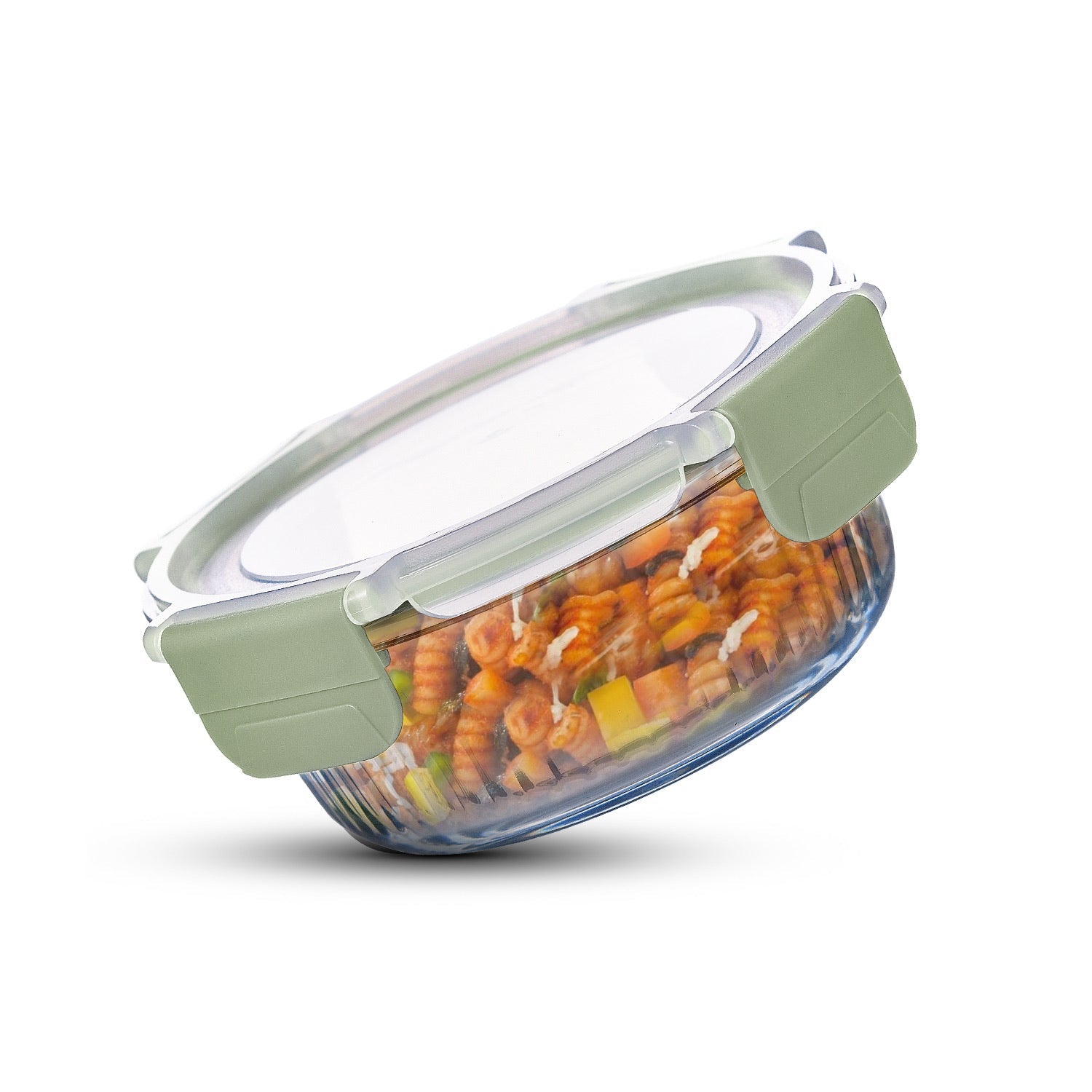 Bergner Smart Lock Borosilicate Glass Food Container, Air-Tight Lid with Locking Tab, Microwave and Oven Safe, Dishwasher Safe