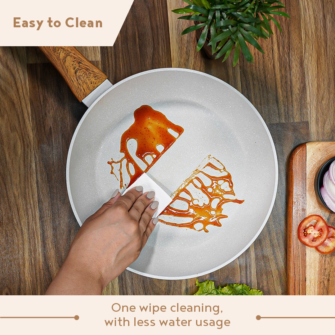 Bergner Naturally Forged Aluminum 28 cm Frypan with Non-Stick Marble Coating, Comes with Non-Woven Trivet - Induction Bottom