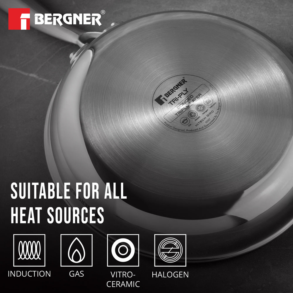 Hitech Triply Stainless Steel Non-Stick 18cm Frypan with ILag Coating - Induction Bottom