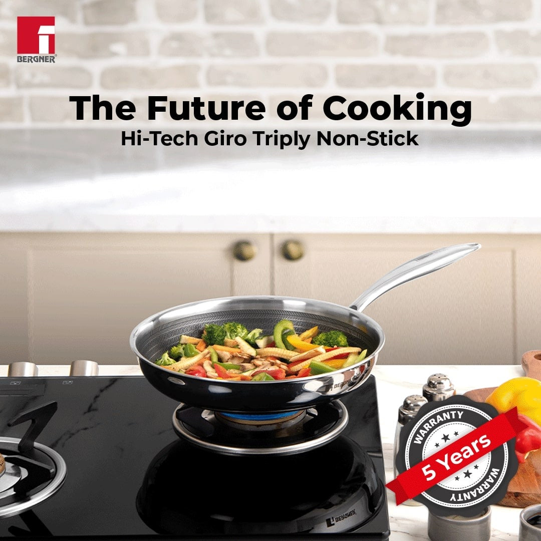Hitech Tri-Ply Stainless Steel Non-Stick Frypan, 24cm - Induction Bottom