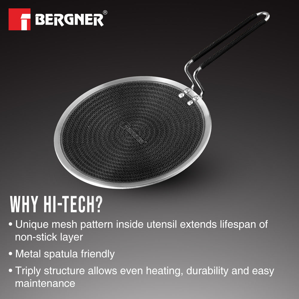 Hitech Tri-Ply Stainless Steel Non-Stick 26cm Roti Tawa - Induction Bottom