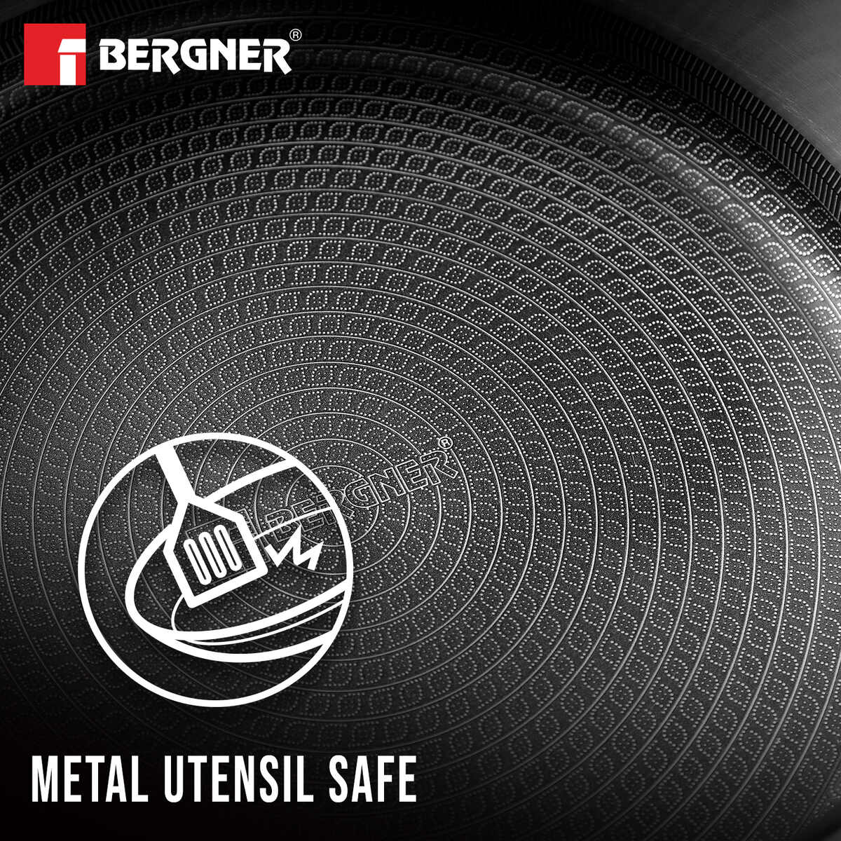 Bergner Hitech Tri-Ply Non-Stick Stainless Steel Casserole with Lid, PFOA-free, ILag Coating - Induction Bottom
