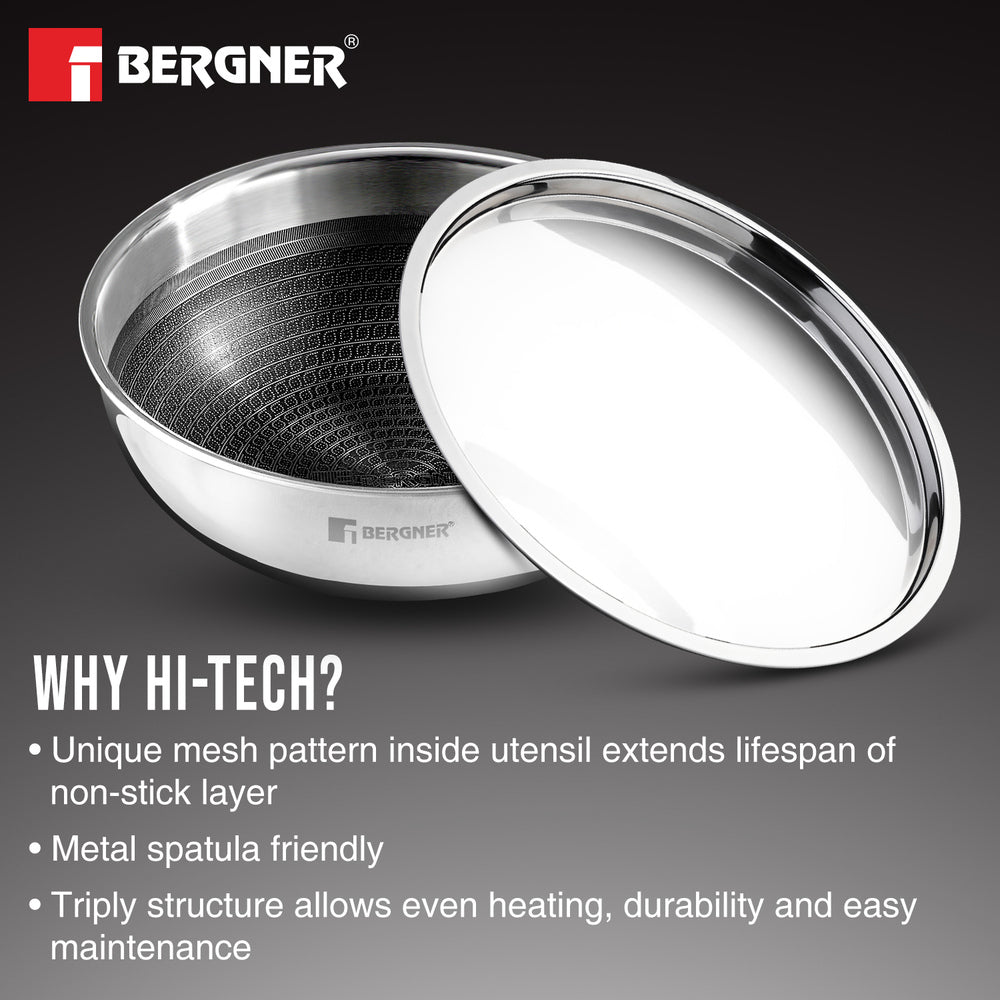 Hitech Tri-Ply Stainless Steel Non-Stick Tasra - Induction Bottom