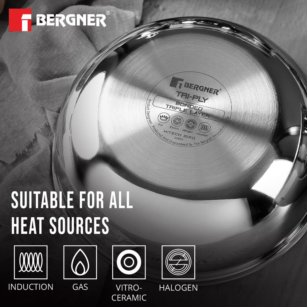 Hitech Tri-Ply Stainless Steel Non-Stick Tasra - Induction Bottom