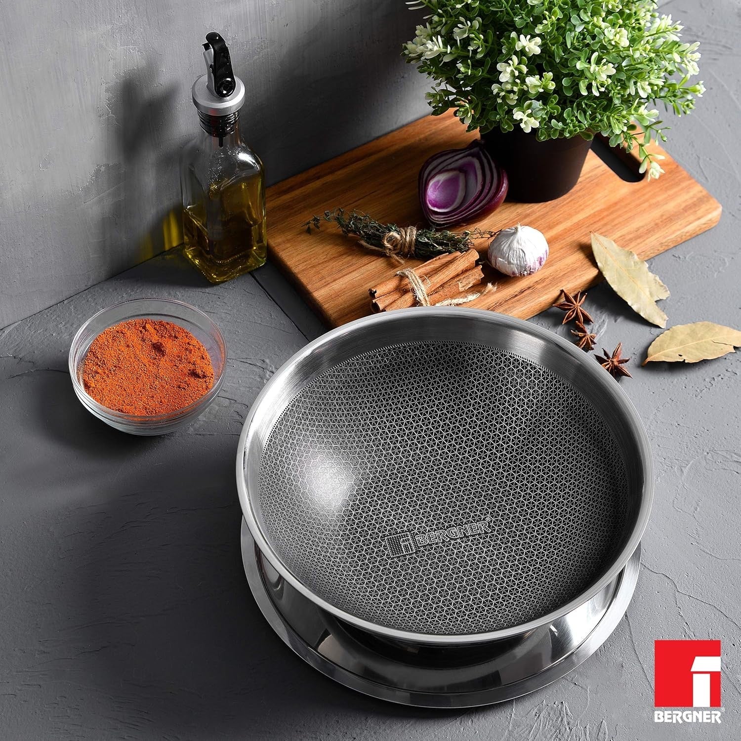 Hitech Tri-Ply Stainless Steel Non-Stick Tasra, PFOA-free - Induction Bottom