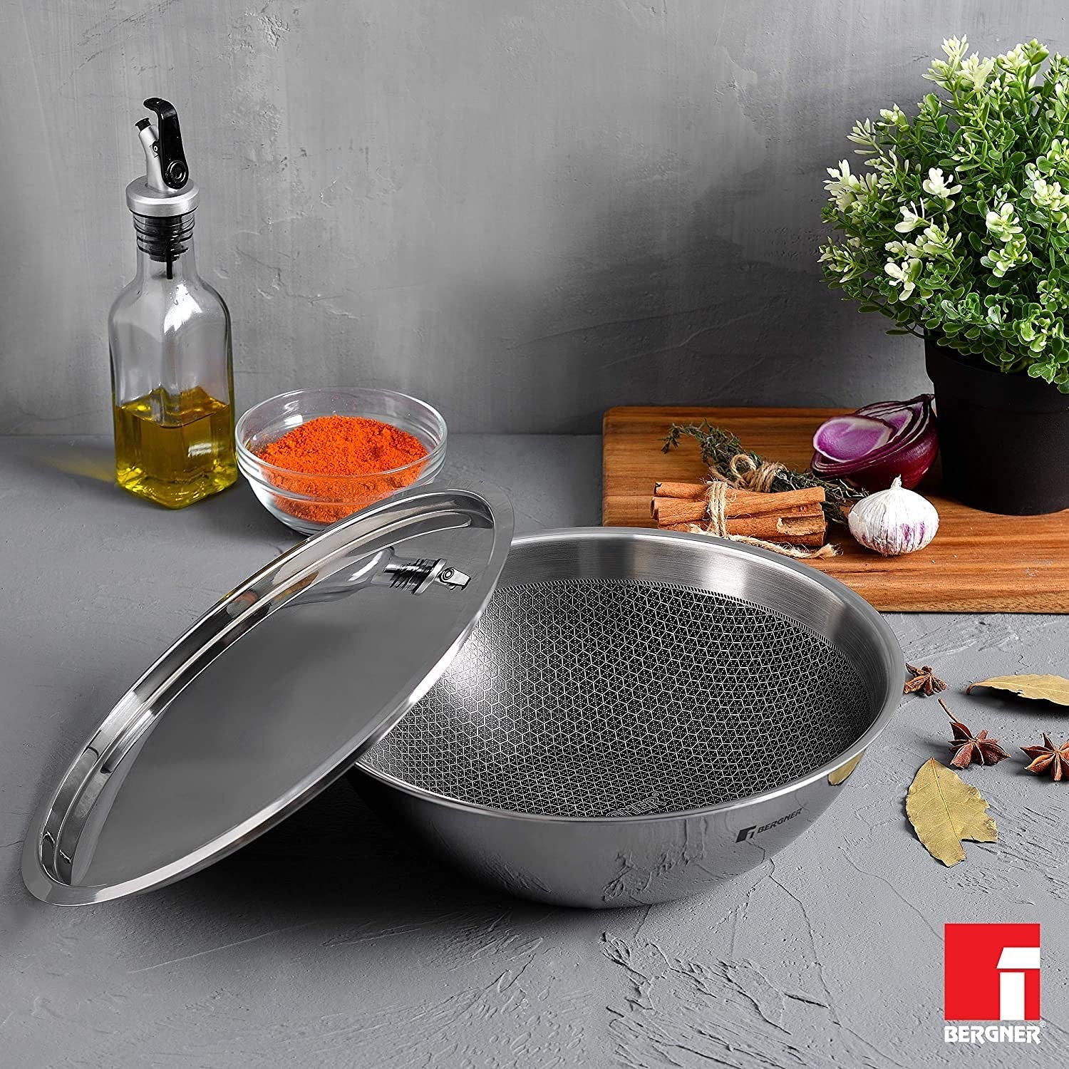 Hitech Tri-Ply Stainless Steel Non-Stick Tasra, PFOA-free - Induction Bottom