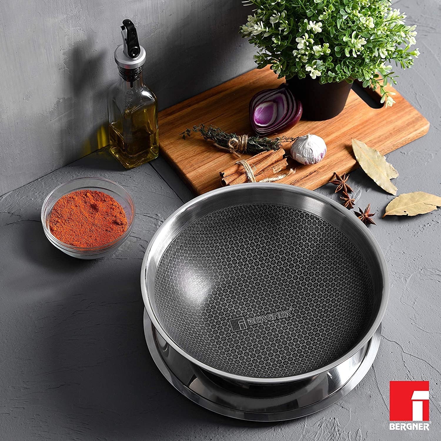 Hitech Tri-Ply Stainless Steel Non-Stick Tasra, PFOA-free - Induction Bottom