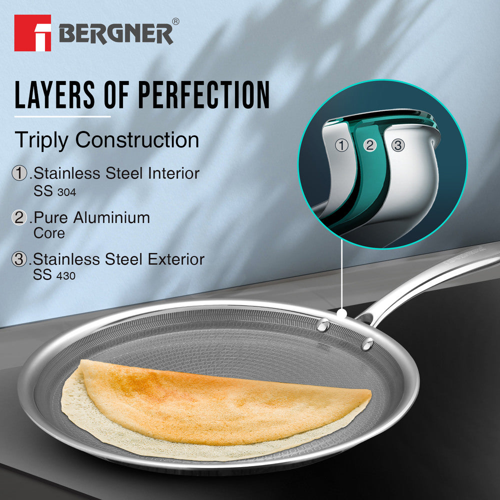 Hi-Tech Giro X Ceramic Triply 28cm Dosa Tawa - Induction Bottom