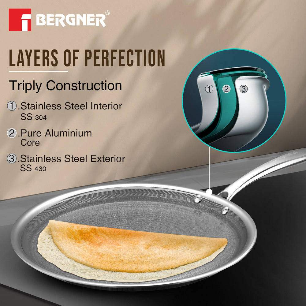 Hi-Tech Giro X Ceramic Triply 30cm Dosa Tawa - Induction Bottom