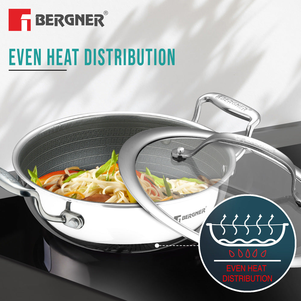 Hi-Tech Giro x Ceramic 24cm (2.5 L) Kadai,Ceramic Coating - Induction Bottom