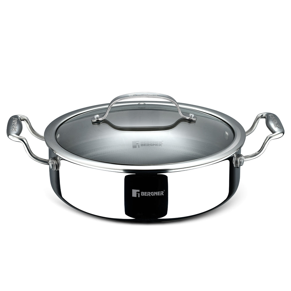 Hi-Tech Giro x Triply with Honeycomb Ceramic Coating Serving Pan 24cm (3.3 L) - Induction Bottom