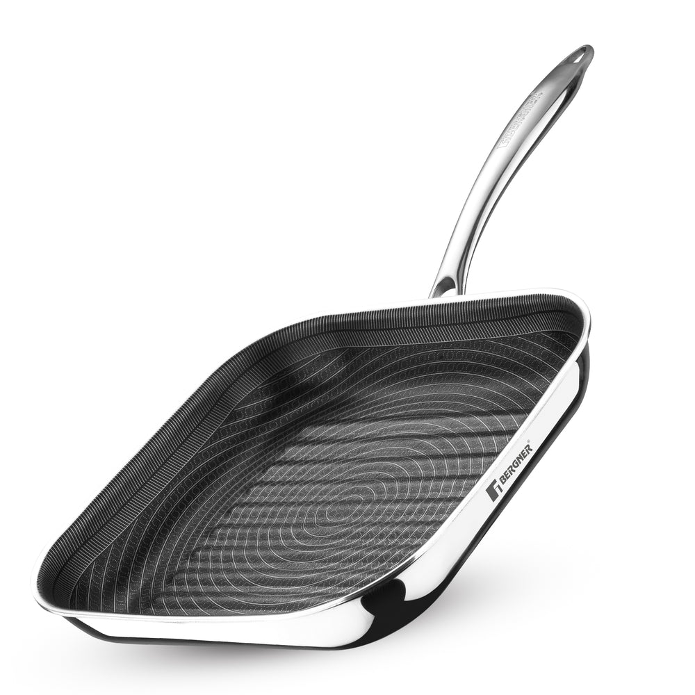 Hi-Tech Giro Tri-Ply Stainless Steel Non-Stick 24cm Grill Pan - Induction Bottom