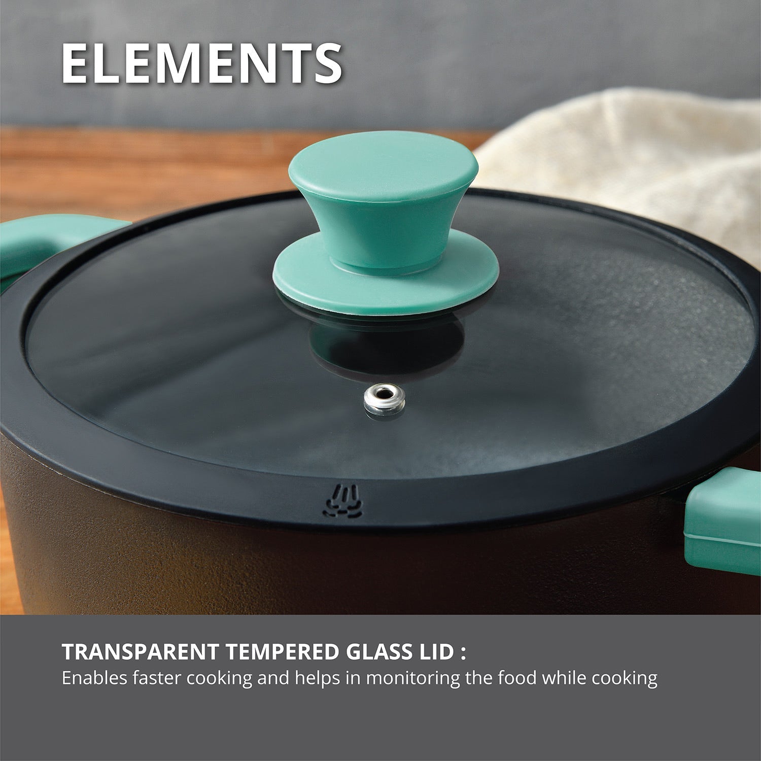 Elements Pre-Seasoned Cast Iron 20cm (2L) Casserole - Induction Compatible