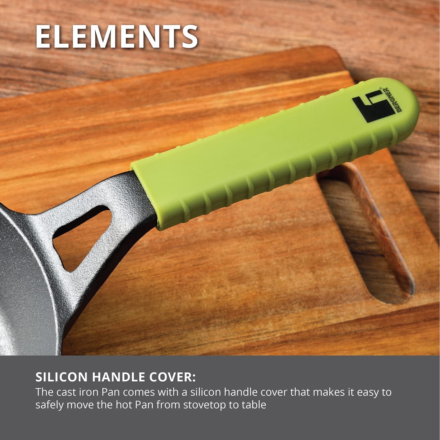 Elements Pre-Seasoned Cast Iron 20cm Frypan, Induction Bottom