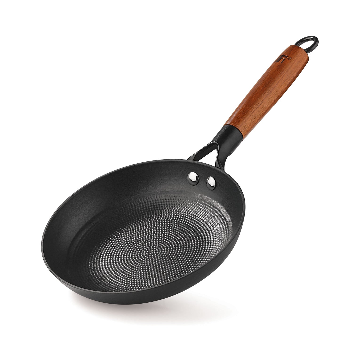 Odin Lightweight Iron Frypan with Wooden Coated Handle - Induction Bottom