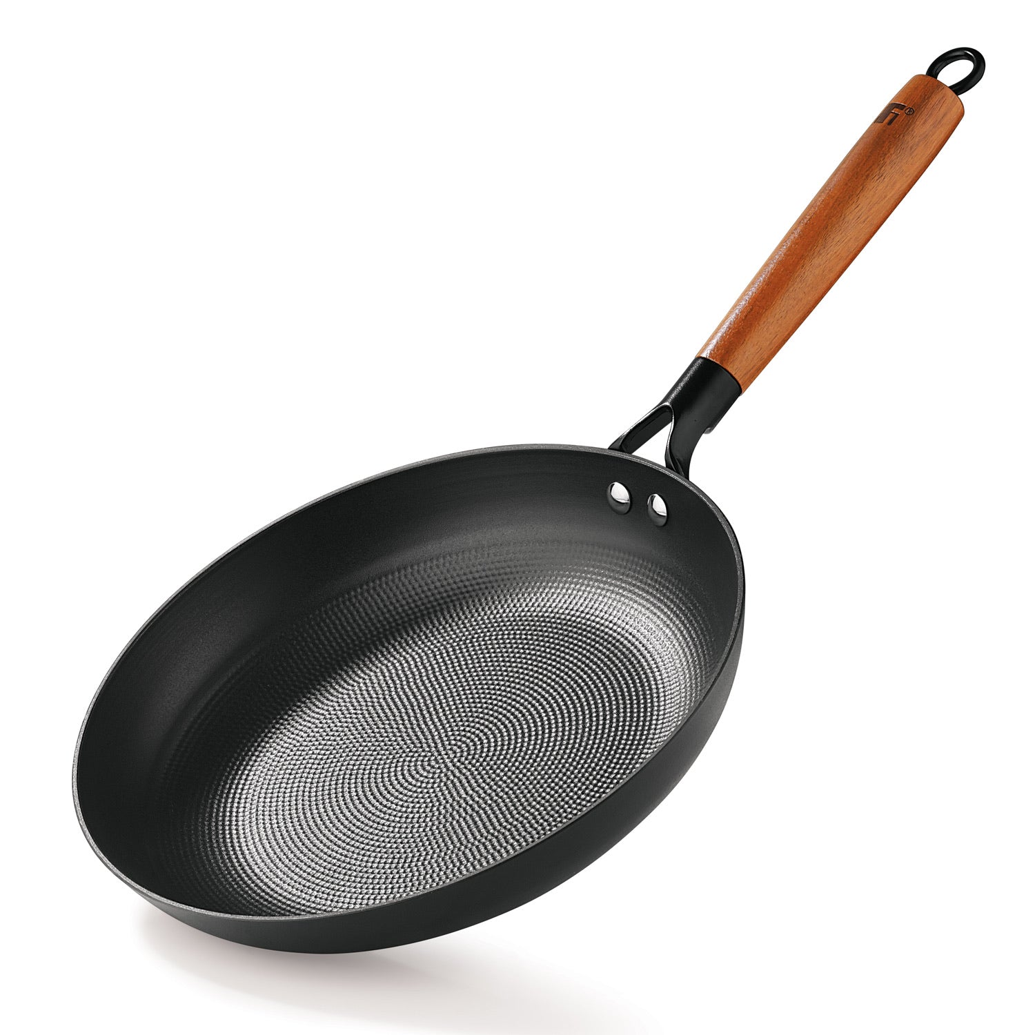 Odin Lightweight Iron Frypan with Wooden Coated Handle - Induction Bottom
