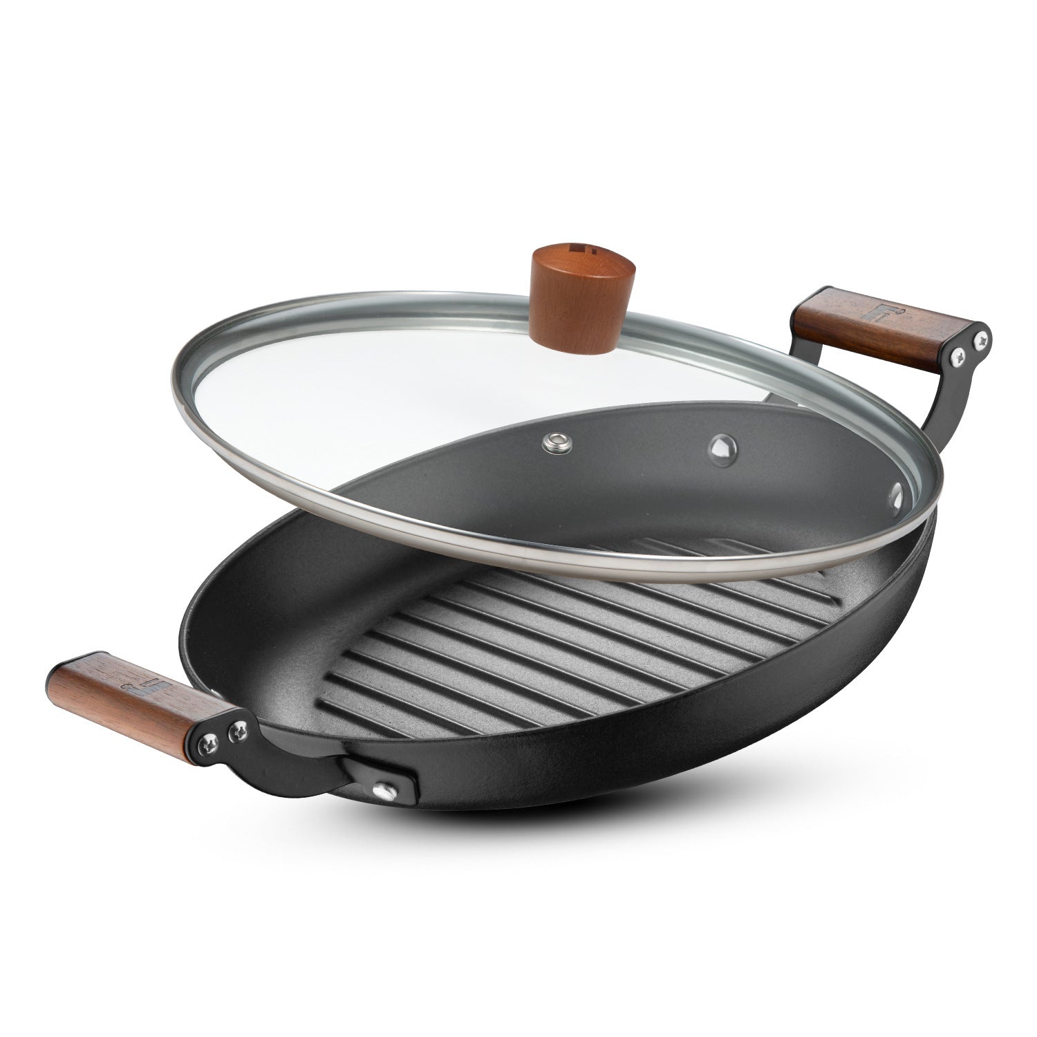 Odin Lightweight Iron 28cm Grill Pan, Enamel Finish - Induction Bottom